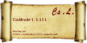 Csákvári Lili névjegykártya